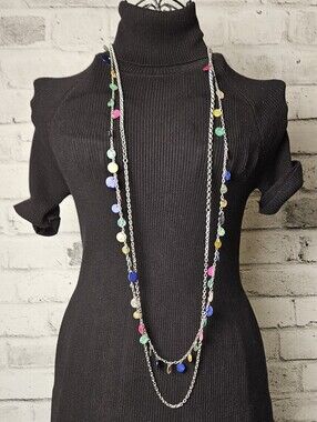 Lia Sophia Multicolor Charm Layered Chain Statement Necklace